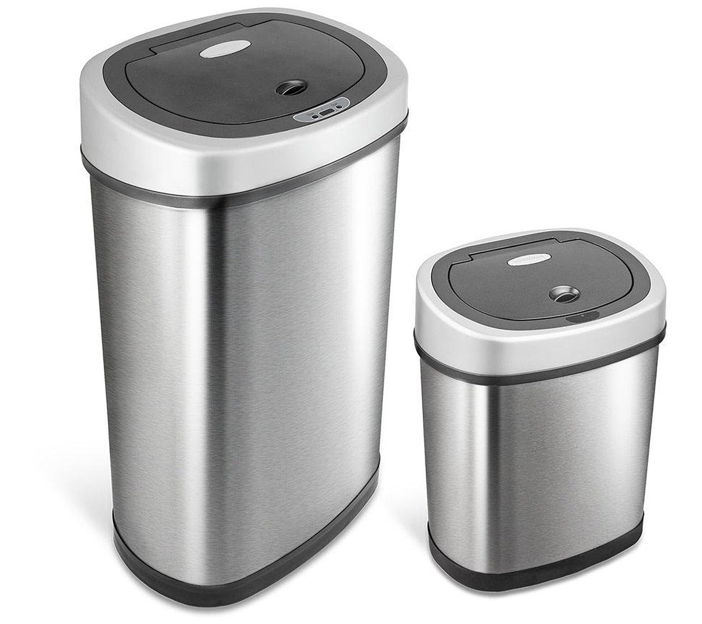 NINESTARS 2pc Stainless Steel Motion Sensor TrashCan Combo Set