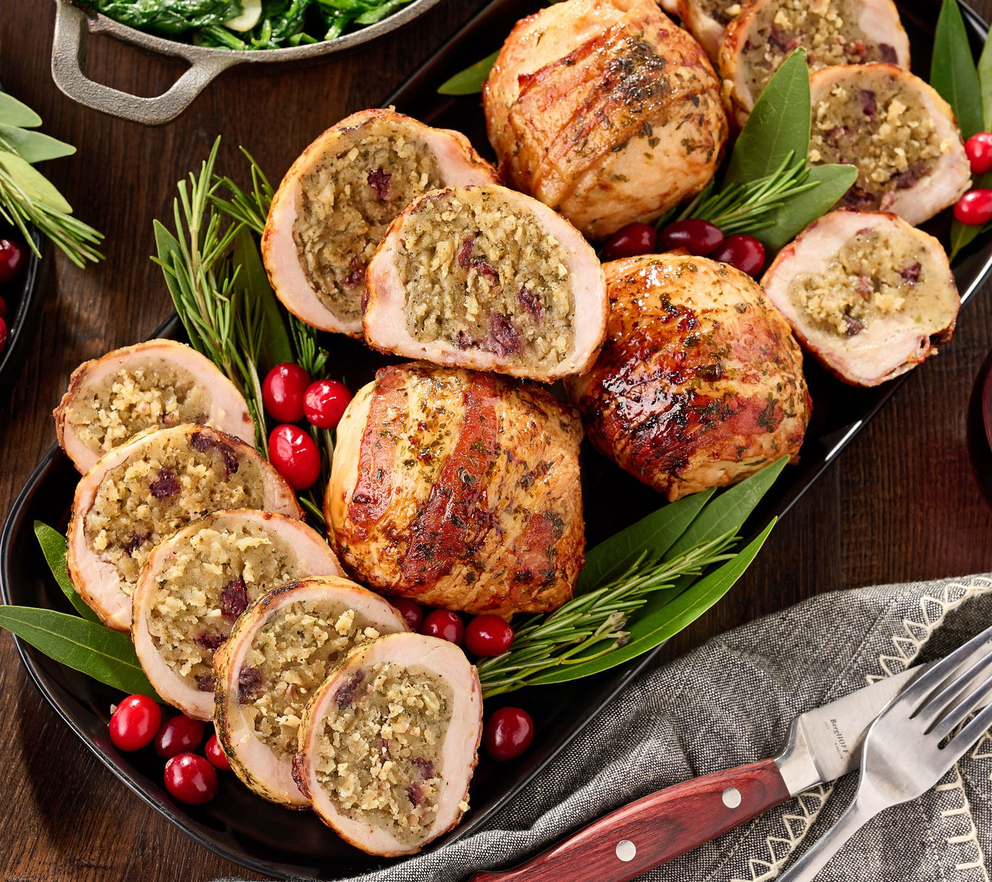 Corky's BBQ (12) 8-oz Bacon Wrapped Stuffed Turkey Breasts