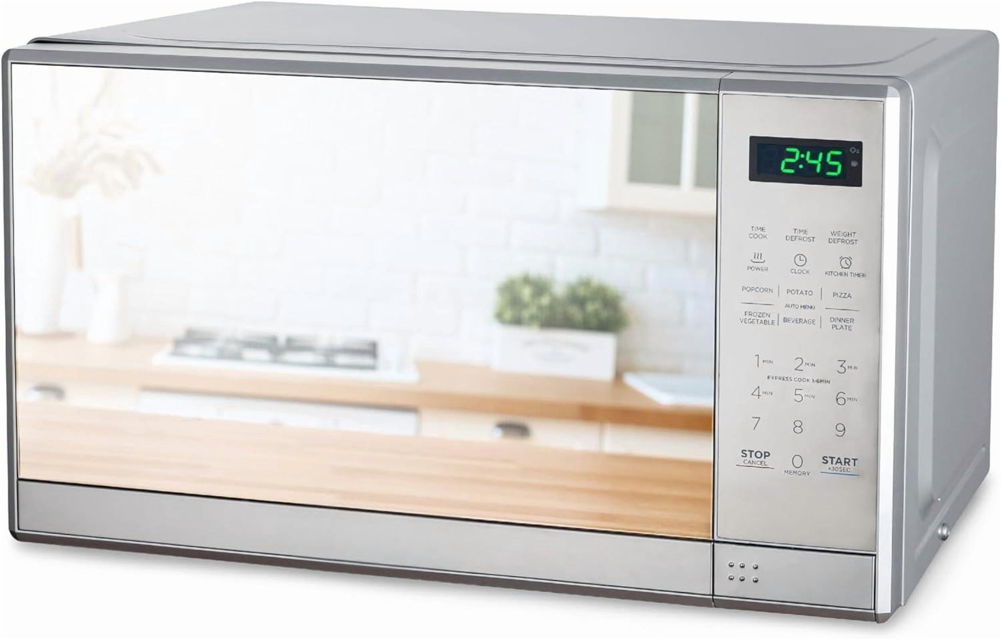 0.7 Cu Ft Microwave with 10 Power Levels, 700W Microwave with Digital Display, Countertop Microwave with Child Safety Door Lock, Programmable with Push Button, Stainless Steel