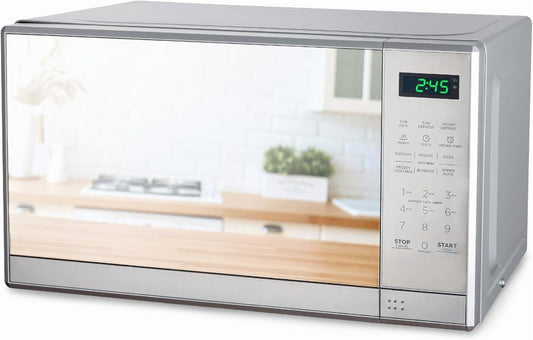 0.7 Cu Ft Microwave with 10 Power Levels, 700W Microwave with Digital Display, Countertop Microwave with Child Safety Door Lock, Programmable with Push Button, Stainless Steel