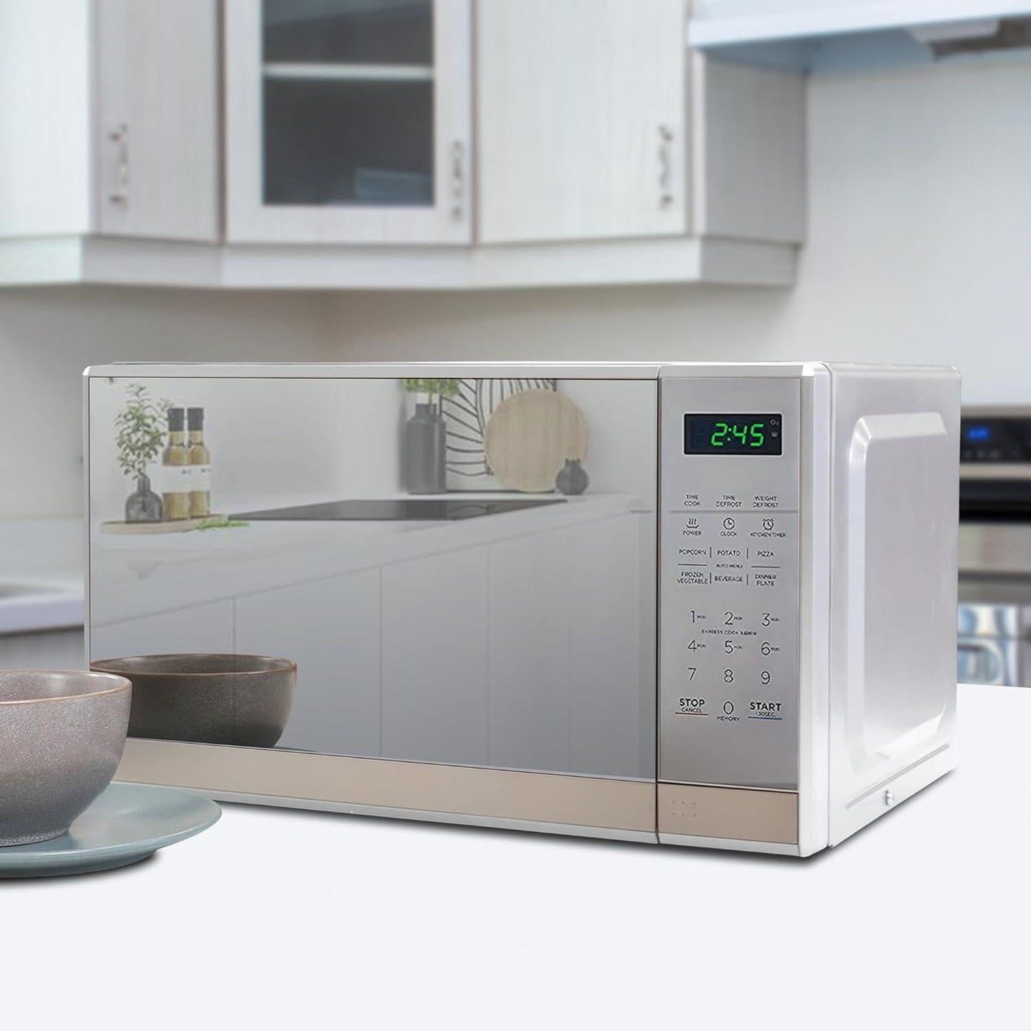 0.7 Cu Ft Microwave Oven - Stainless Steel Compact Style Microondas, Smart Countertop Kitchen Appliance With Digital Touch Use, Pre-Set Function, 10" Turntable, Easy To Use Horno, 700 watt