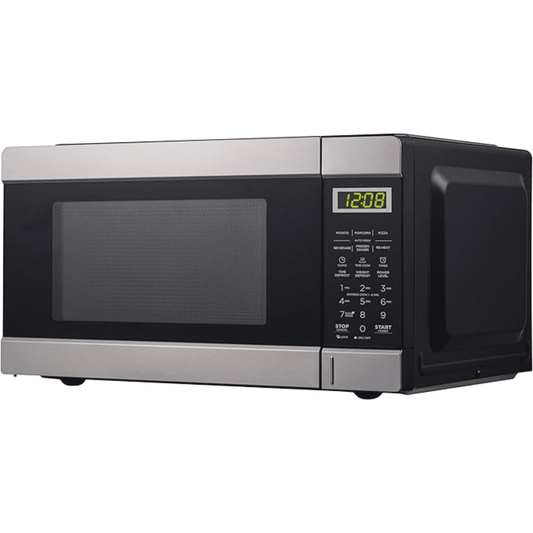 0.9 Cu Ft Microwave with 10 Power Levels, Push Button and Child Lock, 900 Watt Microwave with Digital Controls, Countertop Microwave with Timer and Quick-Touch Menu, Stainless Steel