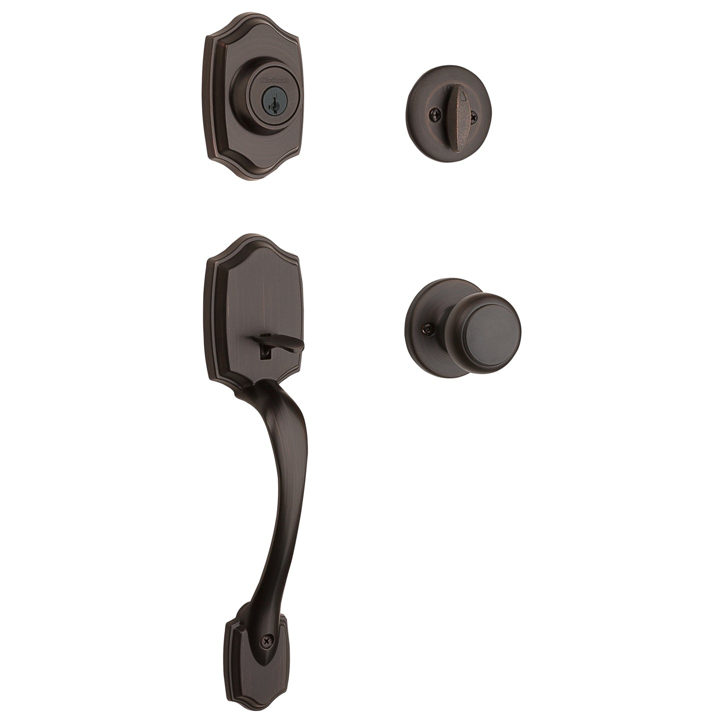 Kwikset Belleview Venetian Bronze Single-Cylinder Deadbolt Keyed Entry Door Handleset Knob Smartkey 687BWXCV 11P SMT CP
