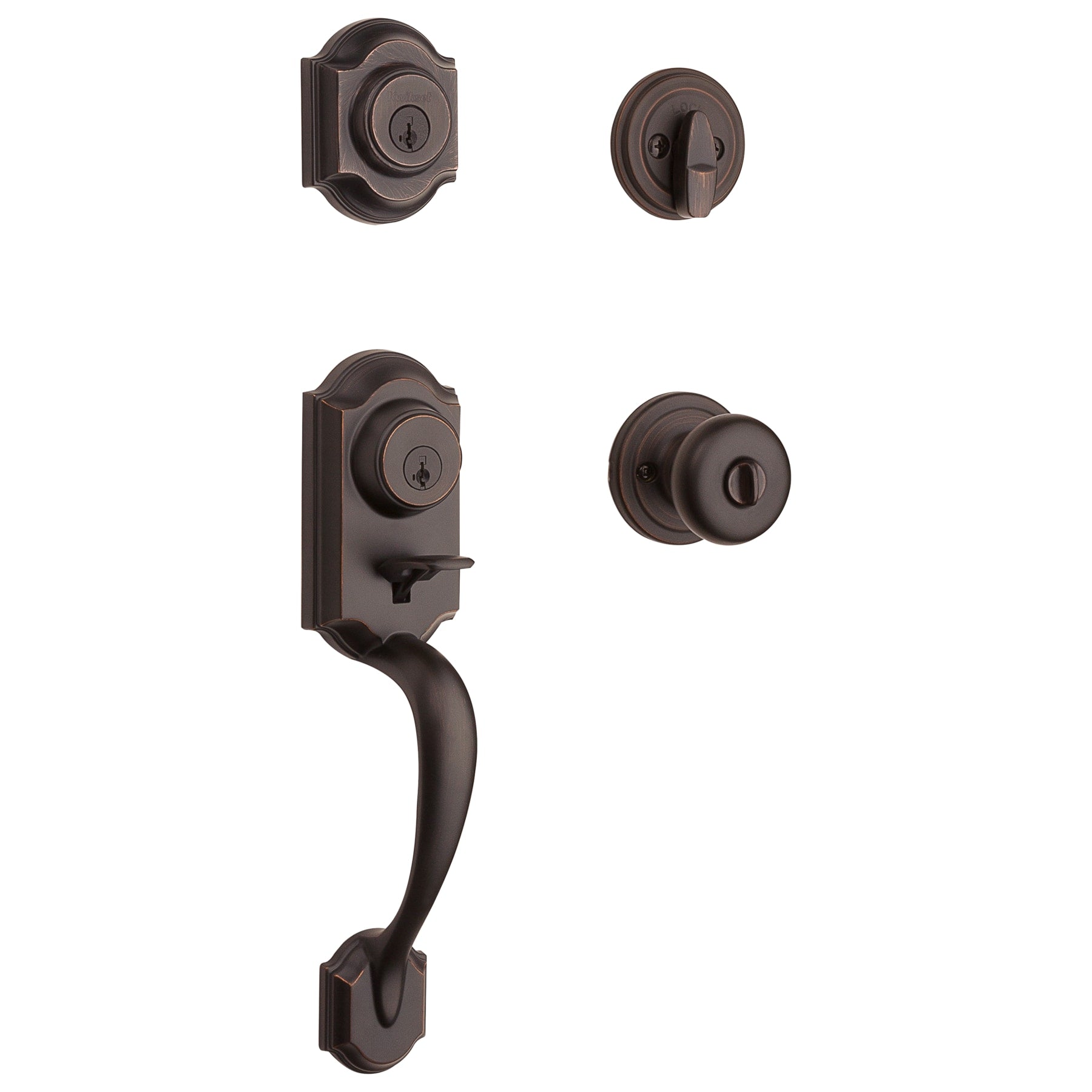 Kwikset Signature Series Montara Venetian Bronze Single-Cylinder Deadbolt Keyed Entry Door Handleset Knob Smartkey 553MNHXJ 11P SMT CP