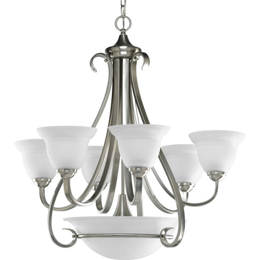 Progress Lighting Torino 6 -Light Brushed Nickel Transitional For Use in Bedrooms, Dining Rooms, Foyers, Kitchens, Living Rooms Chandelier