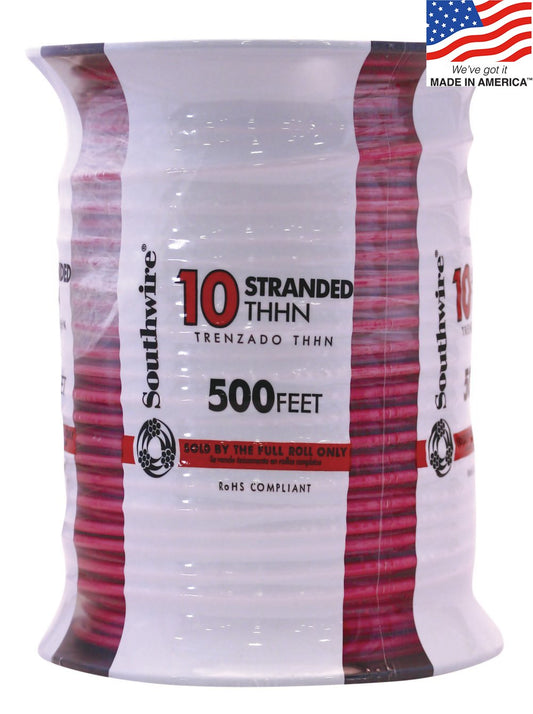 Southwire 500-ft 10-AWG Red Stranded Copper Thhn Wire (By-the-roll) 22975757