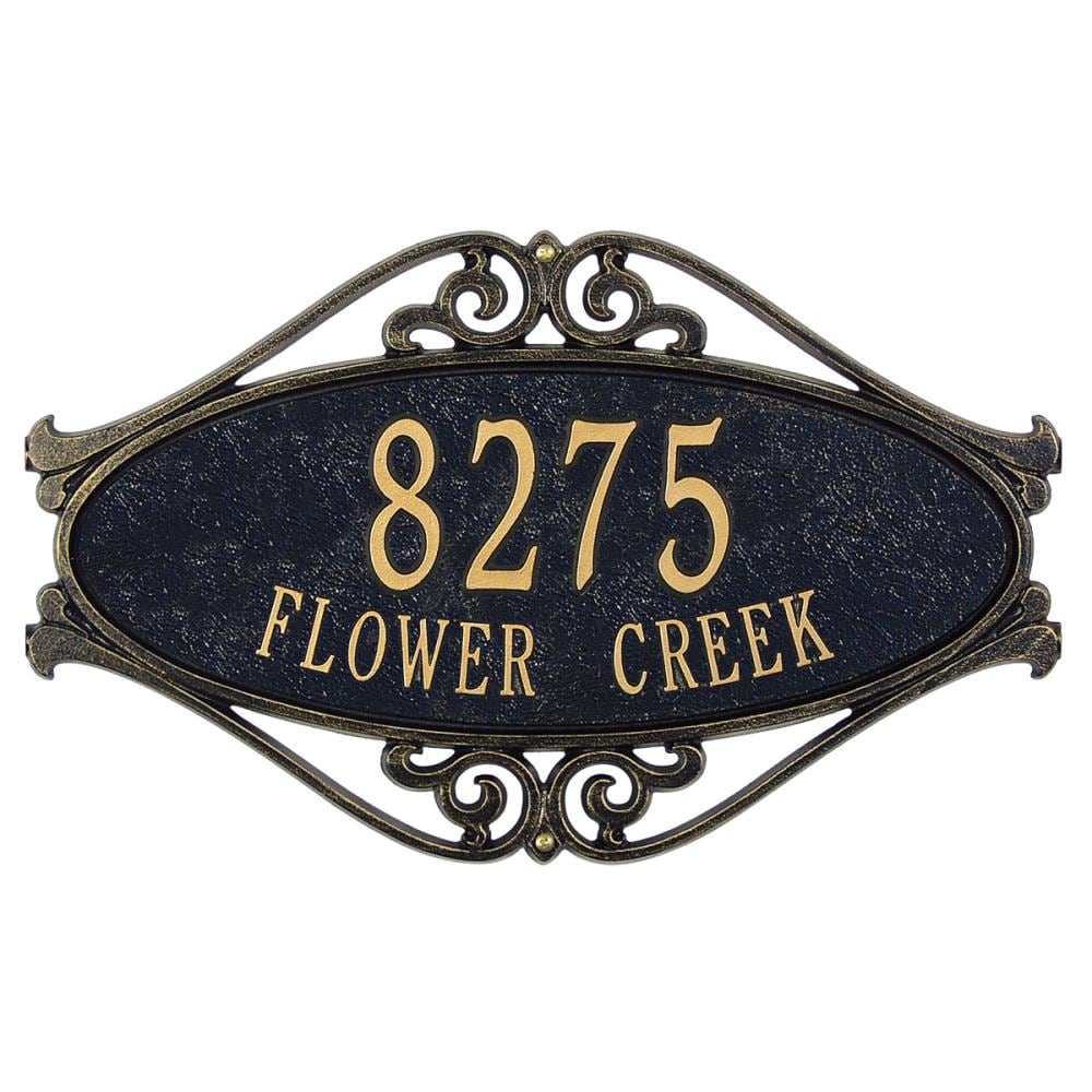 Whitehall 11-in H x 17-1/2-in W Black/Gold Aluminum Address Plaque 5517BG