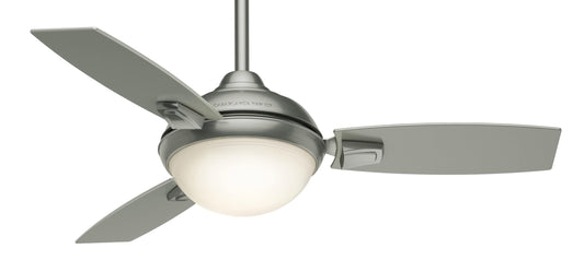 Casablanca Verse 44-in Integrated LED Outdoor Satin Nickel with Platinum/Black Mahogany Plastic Blades With Light and Remote ( 3 -Blade ) 693533