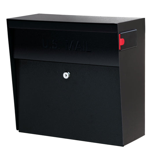 Mail Boss Wall Mount Black Metal Large Lockable Mailbox 7162