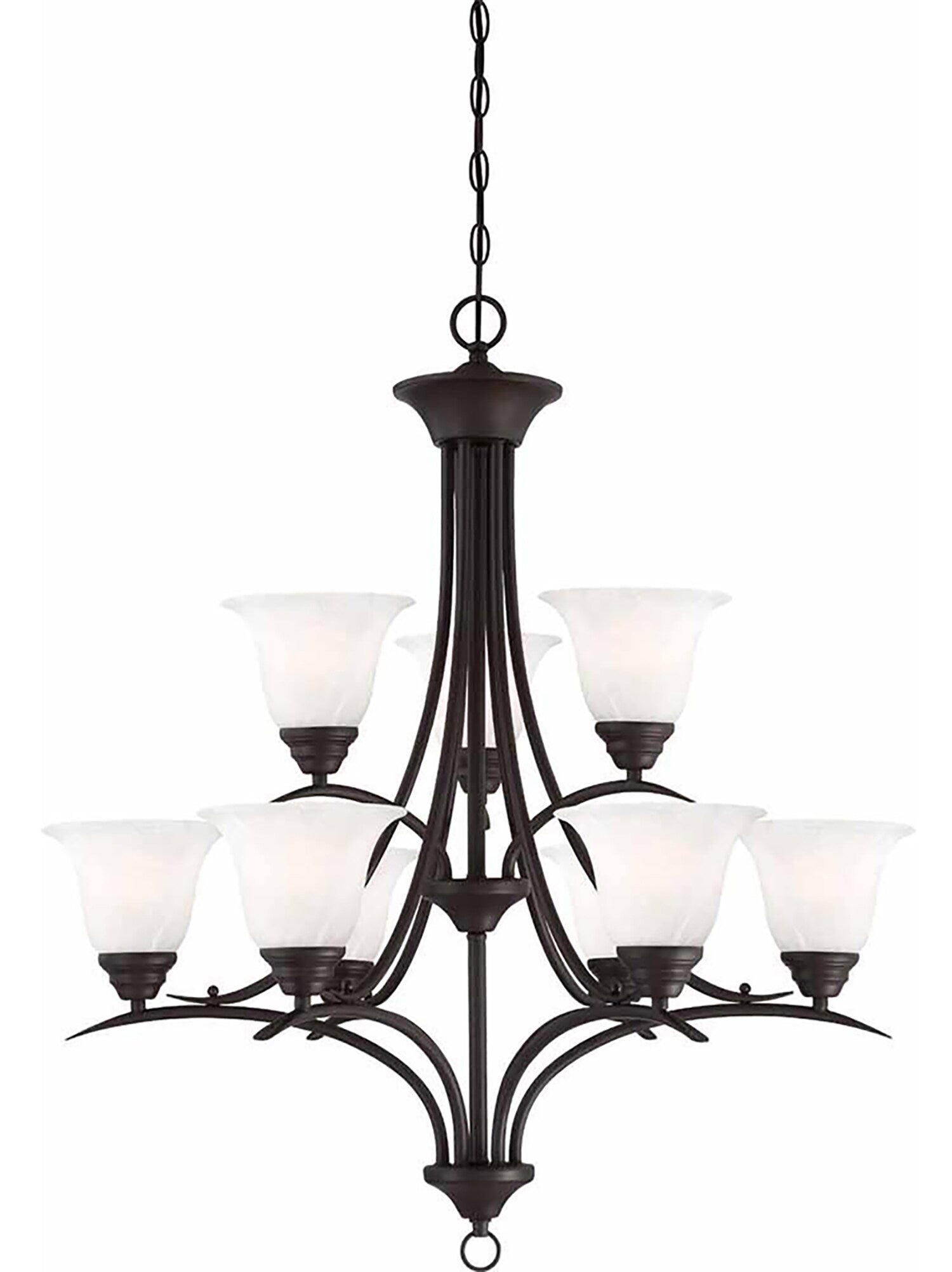 Volume Lighting Trinidad 9 -Light Satin Bronze Traditional For Use in Bedrooms, Dining Rooms, Foyers, Kitchens, Living Rooms Chandelier