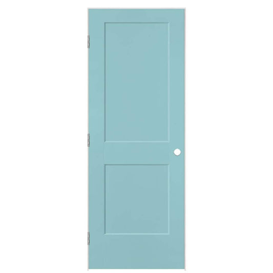 Masonite 30-in x 80-in Sea Mist Hollow core 2-panel square Right hand Smooth Prefinished Molded composite Flat Jamb Single Prehung Interior Door