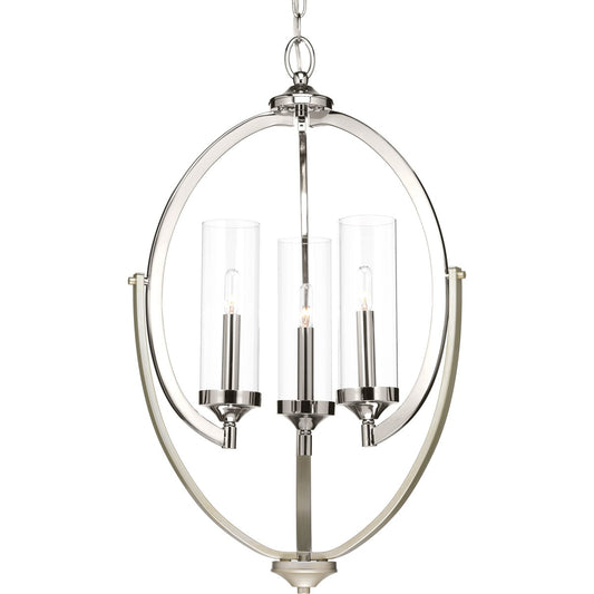 Progress Lighting Evoke 3 -Light Polished Nickel Transitional For Use in Bedrooms, Dining Rooms, Foyers, Kitchens, Living Rooms Chandelier 705071
