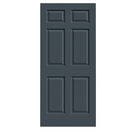 RELIABILT 30-in x 80-in Steele Gray 6-panel Textured Solid core Prefinished Molded composite Slab Door