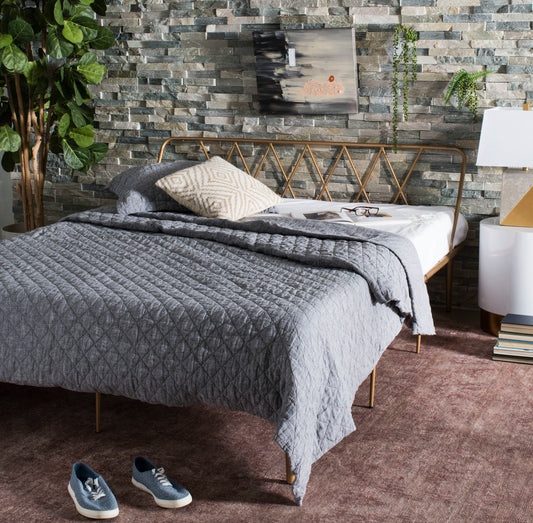 Safavieh Full Gold Metal Bed Frame with Headboard