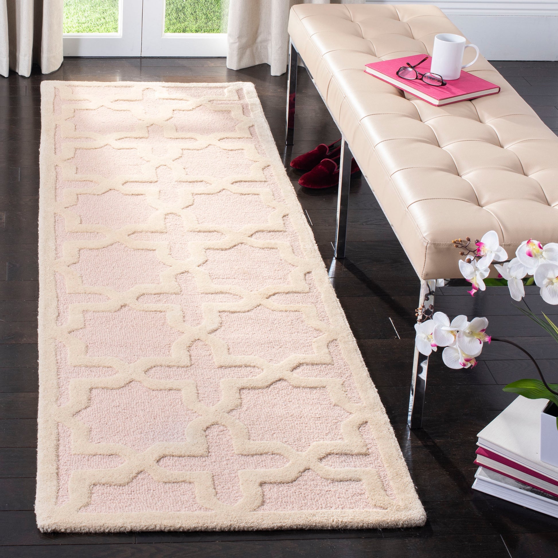 Safavieh Cambridge Marakesh 3 x 8 (ft) Tufted Wool Light Pink/Ivory Rectangular Indoor Abstract Runner rug