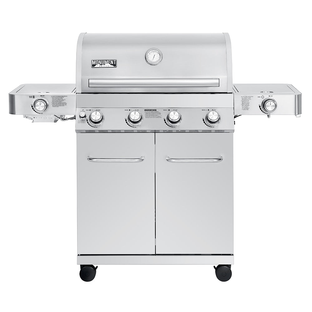 Monument Stainless Steel 4-Burner Liquid Propane Gas Grill with 2 Side Burners 24367