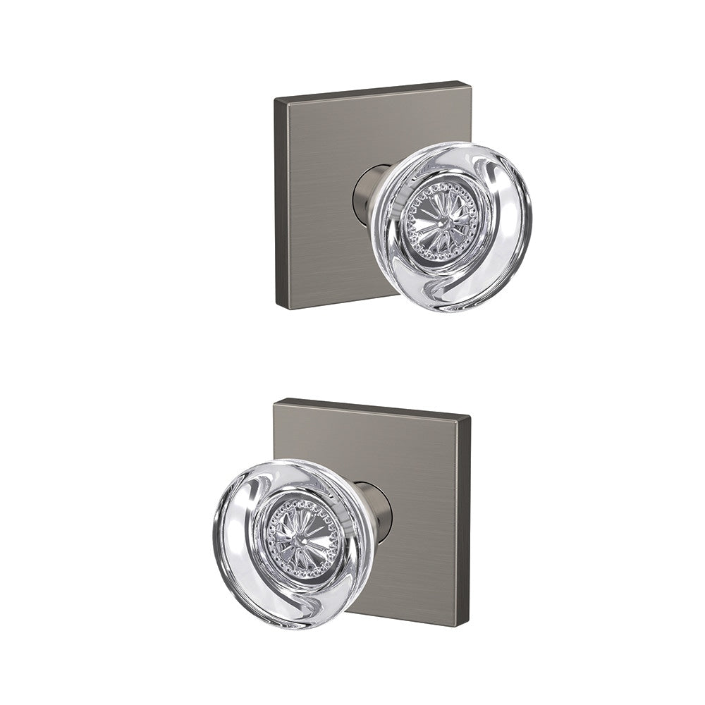Schlage Custom Hobson- Collins Satin Nickel Interior Hall/Closet Dummy Door Knob FC172 HOB 619 COL