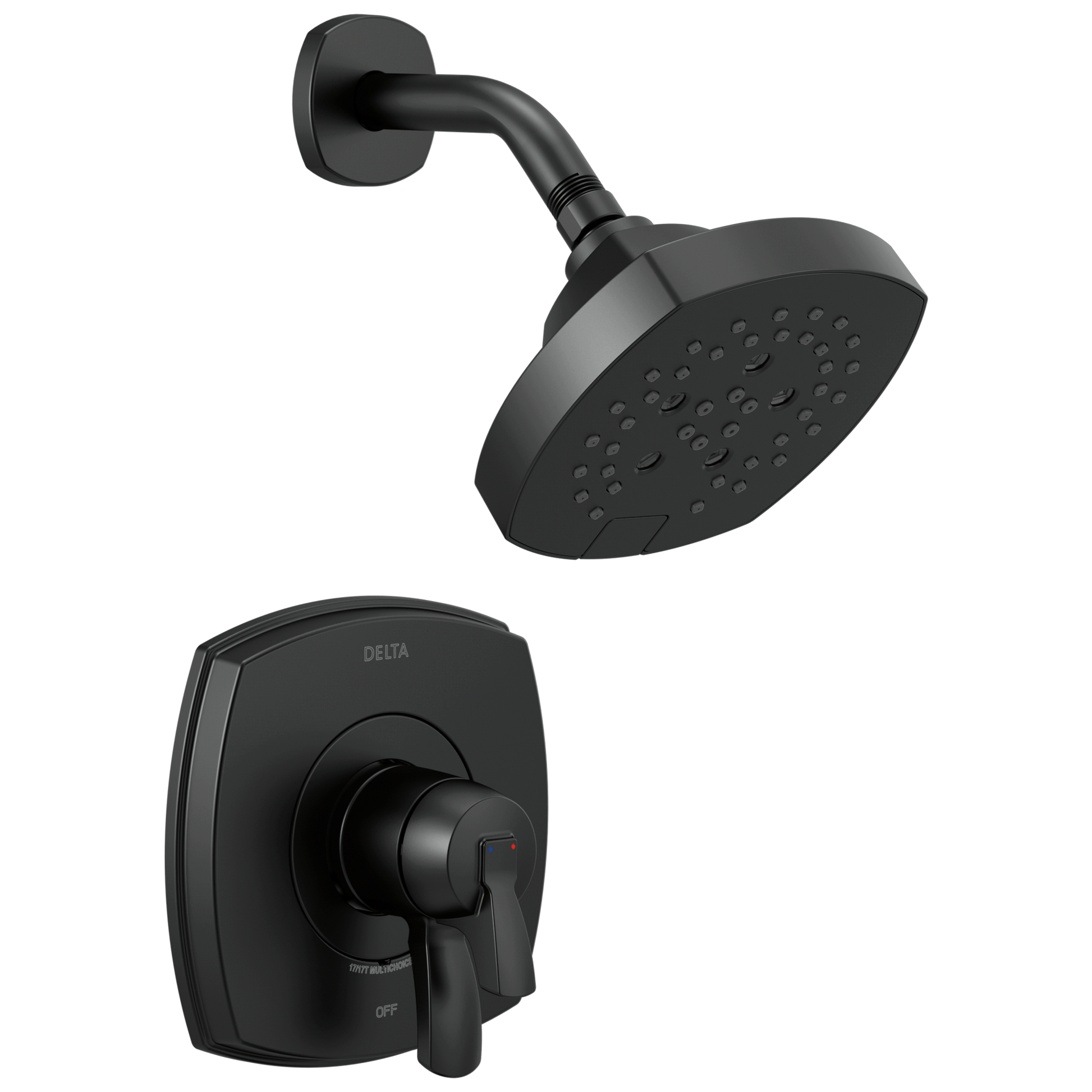 Delta Stryke Matte Black 2-handle Multi-function 7.0-in Round Shower Faucet