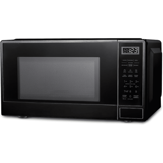 1.1 Cu Ft Microwave with 10 Power Levels, Small Microwave with Push Button, 1000W Countertop Microwave with Kitchen Timer, Door Lock, & Digital Controls, Black