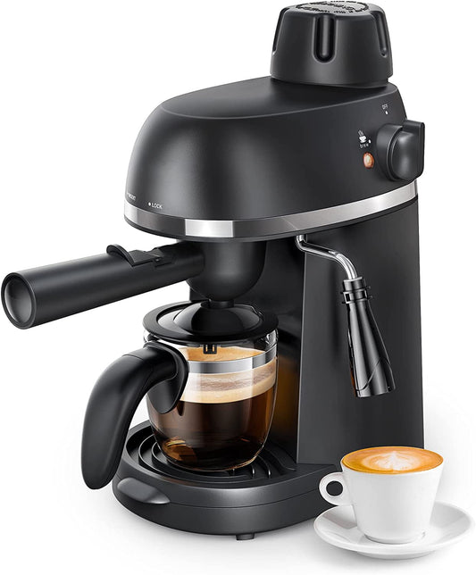 1-4 Cup Mini Expresso Coffee Maker for Home, Latte Cappuccino Includes Carafe