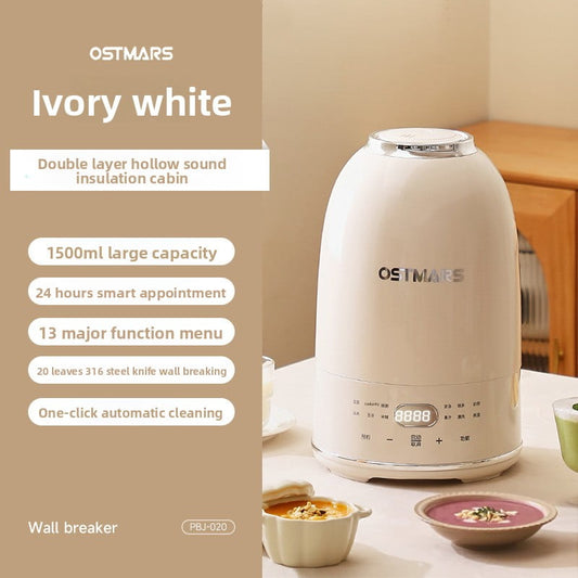1.5L Multifunctional Soymilk Maker - 8-in-1 Automatic Blender for Juice, Soup, Grinding, 35000RPM High-Speed Motor, Food-Grade 304 Stainless Steel, Low Noise, 12H Keep Warm (Black/Gray)