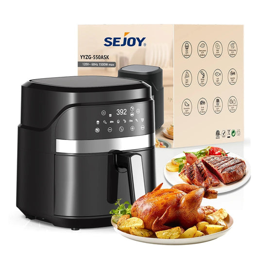 1.5L Oil-free Air Fryer, 1500W Smart Touch Screen Electric Oven, Timer 8 Preset Menu