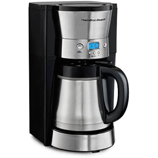10-Cup Programmable Coffee Maker with Thermal Carafe - Auto Shutoff & 3 Brew Options, Stainless Steel