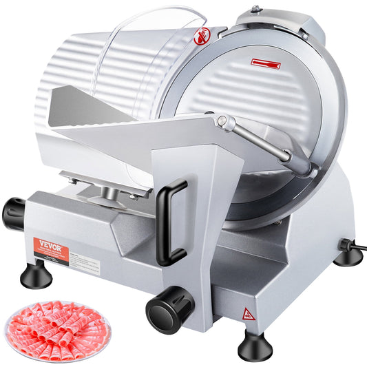 10-Inch Commercial Meat Slicer 240W Electric - 0-0.47" Adjustable Thickness Deli Slicer w/Carbon Steel Blade - 400 RPM for Home Kitchen, Restaurant & Deli Use