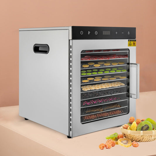 10 Layer Food Dehydrator Home Stainless Steel Tray Timer Dryer Machine Commercial 800W