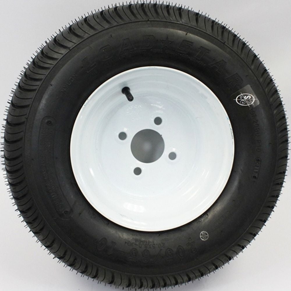 Southwest Wheel 10" x 6" 4-4" Bolt Circle White Trailer Wheel, 6", 4 Lug