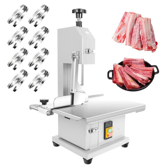 1000W Electric Meat Bandsaw, Electric Bone Saw Machine,  0.04 "-3.9"Range of  Meat Cutting Thickness,  19 " x 14 " Stainless Steel Countertop