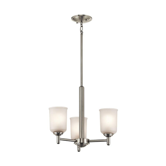 Kichler Shailene 3 -Light Brushed Nickel Transitional For Use in Bedrooms, Dining Rooms, Foyers, Kitchens, Living Rooms Chandelier 1252725