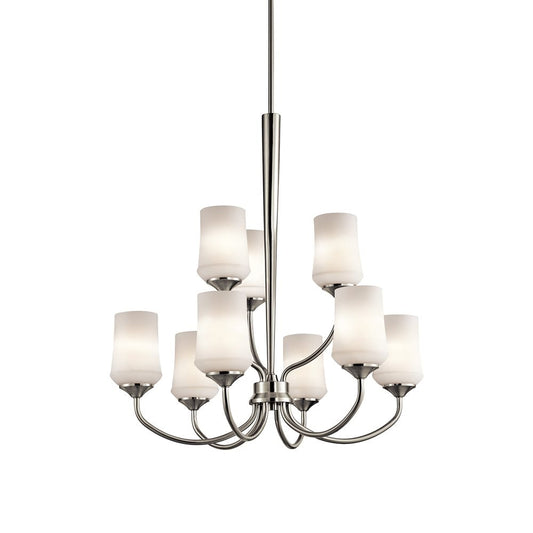 Kichler Aubrey 9 -Light Brushed Nickel Transitional For Use in Dining Rooms, Foyers, Living Rooms Chandelier 1252723