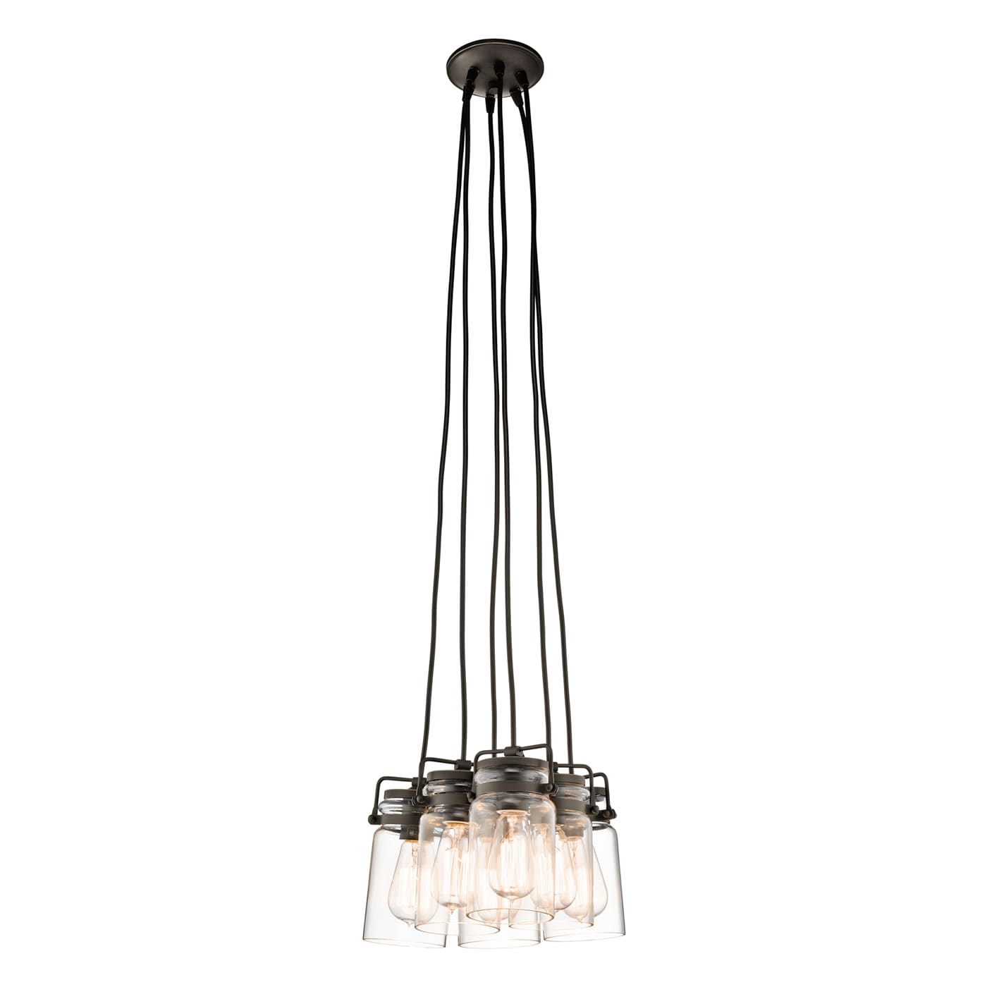 Kichler Brinley 6 -Light Olde Bronze Transitional Clear glass Jar Medium Hanging Pendant light 1253197
