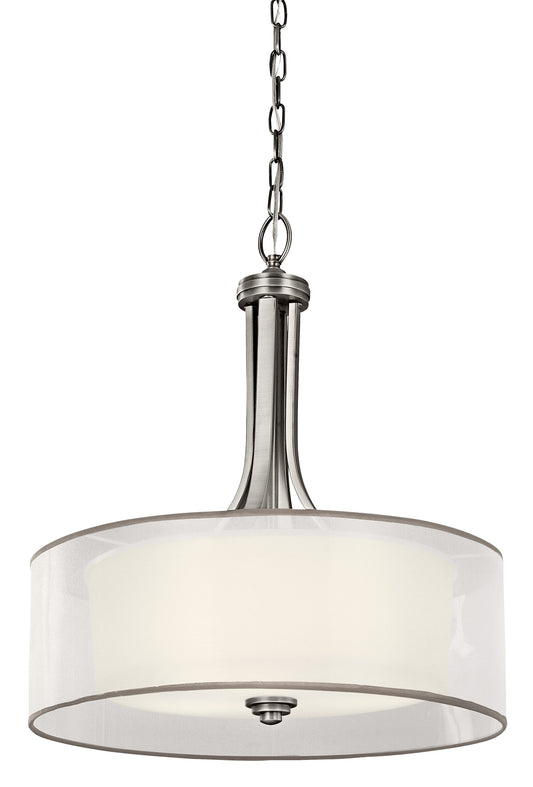 Kichler Lacey 3 -Light Antique pewter Transitional Etched glass Drum Medium Hanging Pendant light