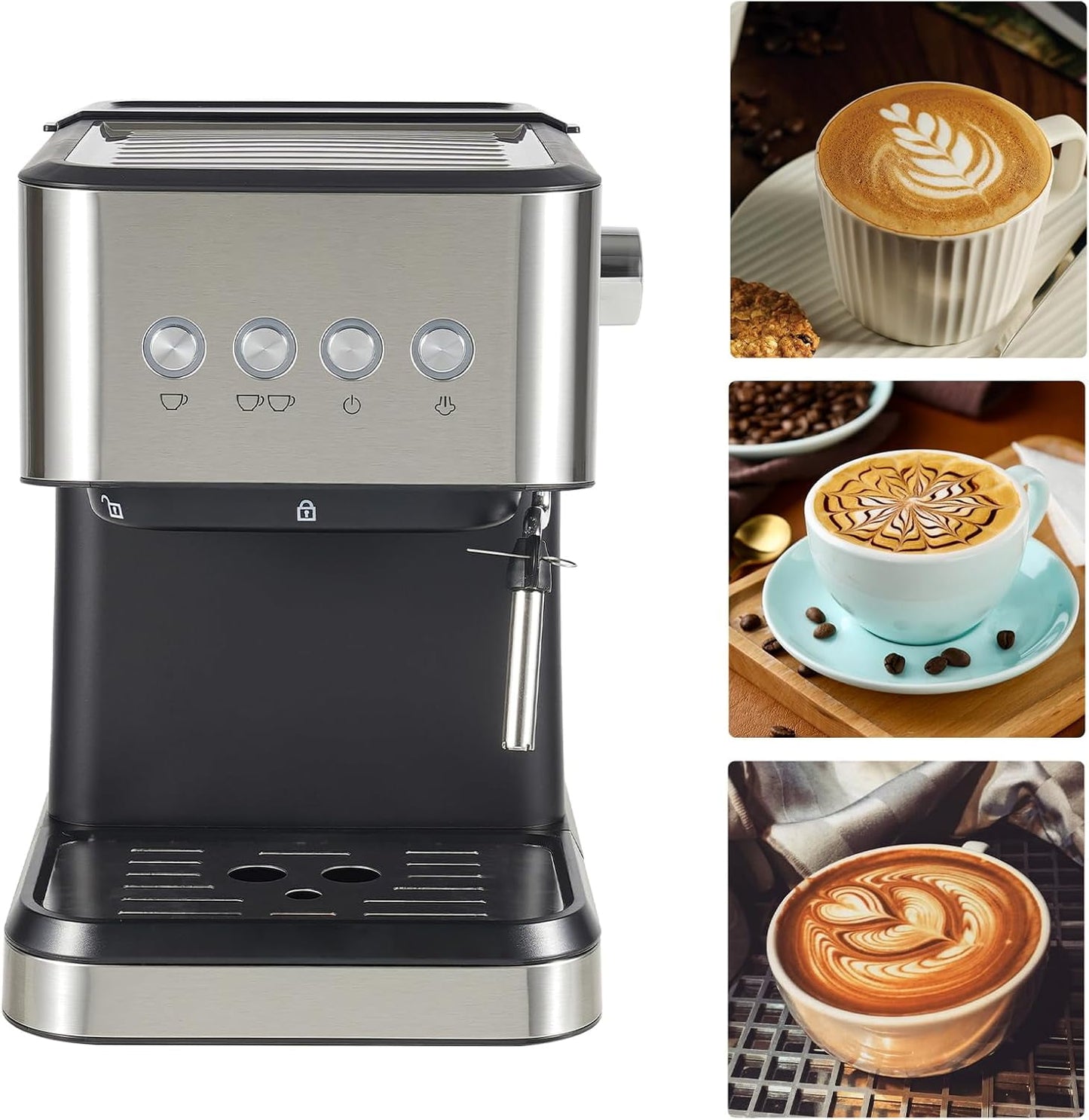 1050W 110V Semi-automatic Coffee Machine with 50.73 Ounces Water Tank, Small Drip Coffee Machine Expresso Coffee Machine Cappuccino Machine Espresso Machine Maker for Cappuccino Latte Macchiato