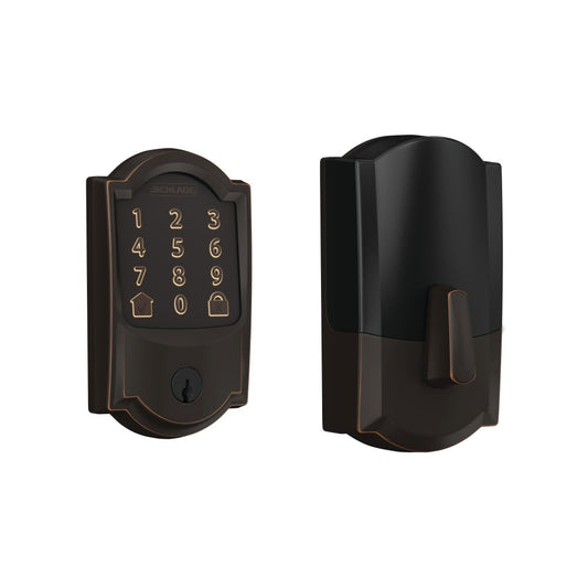 Schlage Encode Customizable Keying Camelot Aged Bronze Smart Lock Electronic Deadbolt with Wifi Bluetooth Touchscreen Keypad BE489WB CAM 716 G