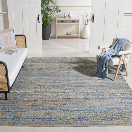 Safavieh Cape Cod Derry 11 x 15 (ft) Jute Natural/Blue Rectangular Indoor Abstract Coastal Area rug