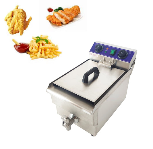 10L Deep Fryer Machine Single Tank Electric Fryer with Oil Nipple Temperature Control