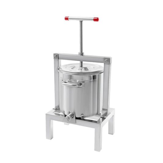 10L Stainless Steel Press Extractor, Manual Wine and Juice Press, High Juice Yield with Large Pressing Disc, Easy-to-Use Handles for Orchard and Kitchen