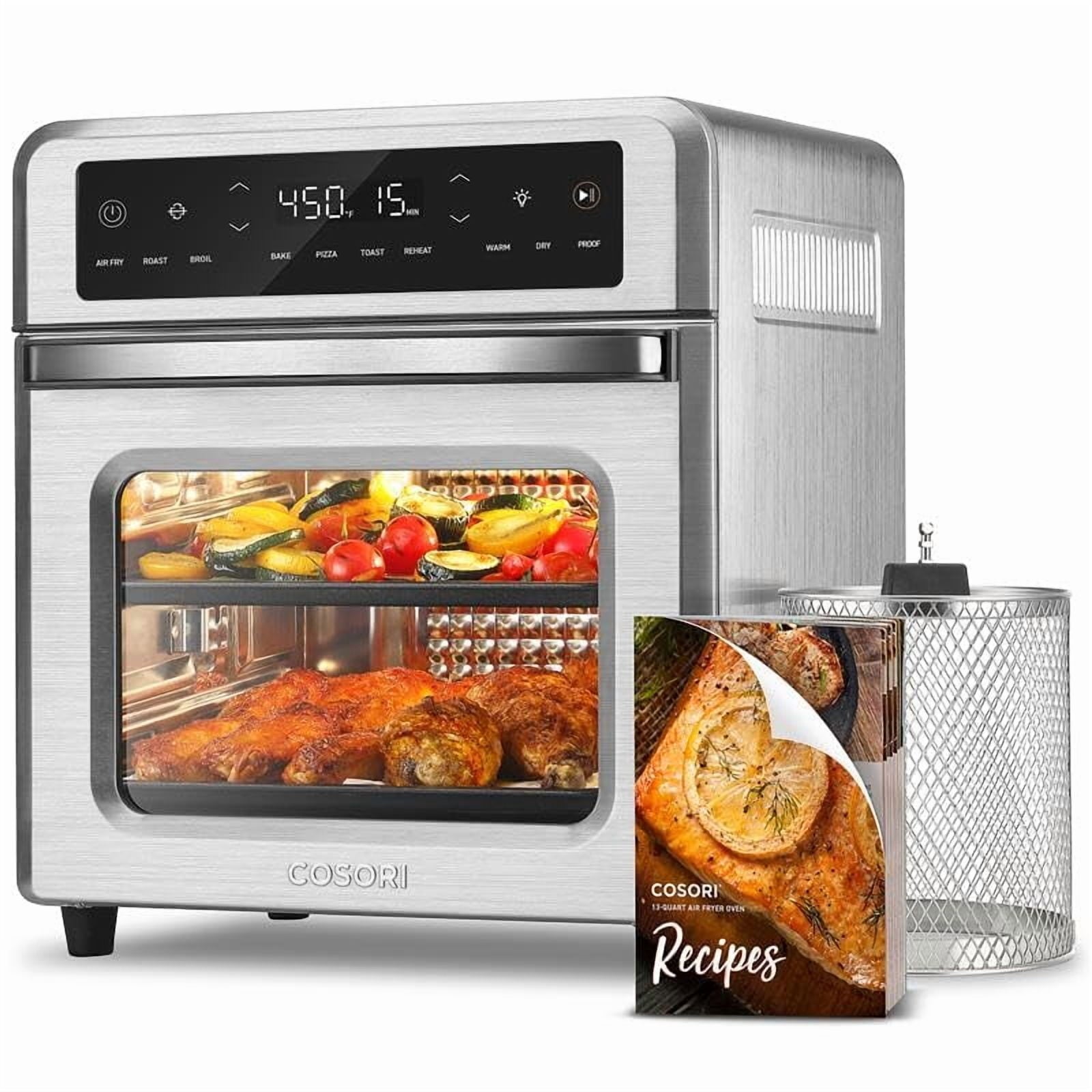 11-in-1 Air Fryer Oven , 13Qt Small Footprint Airfryer combo with Rotisserie, Toast, Bake, Roast, Reheat Functions and more, Recipe Book & 6 Accessories Included, Perfect for Small Contertop
