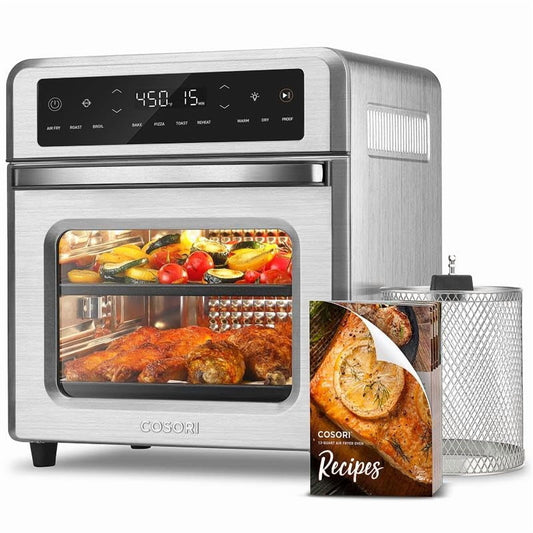 11-in-1 Air Fryer Oven , 13Qt Small Footprint Airfryer combo with Rotisserie, Toast, Bake, Roast, Reheat Functions and more, Recipe Book & 6 Accessories Included, Perfect for Small Contertop