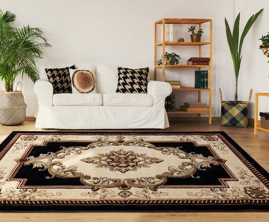 United Weavers Of America Bristol 8 x 8 (ft) Black Round Indoor Medallion Area rug