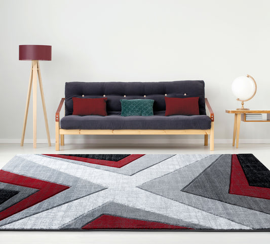 United Weavers Of America Bristol 8 x 8 (ft) Red Round Indoor Abstract Area rug