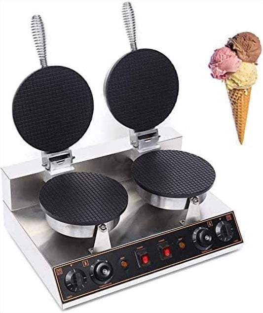 110V 1200W Electric Ice Cream Cone Waffle Machine Stainless Steel Non-Stick  Cone Machine Ice Cream Roll Machine, Suitable for Restaurant, Bakery, Dessert House, Family