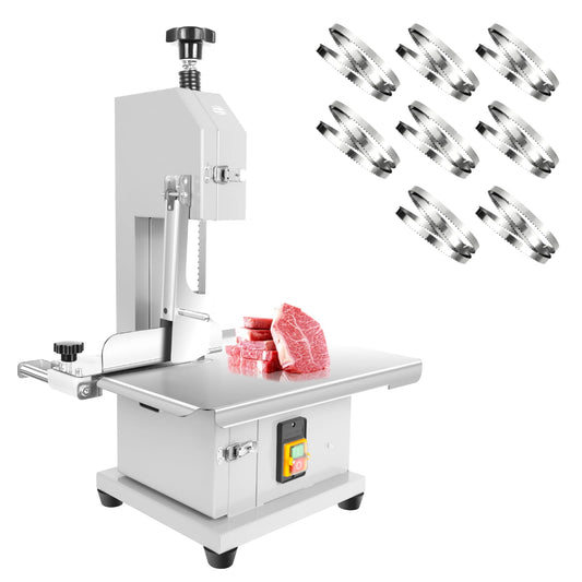 110V 1500W Electric Bone Saw Machine, Meat Bandsaw with 0.04"-8" Cutting Height, Stainless Steel Frozen Meat Cutter with 440-660 LBS/H Efficiency, Meat Cutting Machine for Home Kitchen, Beef, Lamb