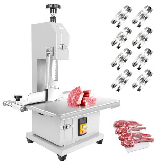 110V 1500W Electric Bone Saw Machine, Meat Bandsaw with 0.04"-8" Height & 19"x14" Workbench, Stainless Steel Frozen Meat Cutter, Meat Cutting Machine for Pork, Lamb, Home Kitchen