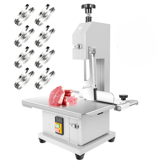 110V 1500W Electric Bone Saw Machine, Stainless Steel Meat Bandsaw with 440-660 LBS/H & 8 Saw Blades, Frozen Meat Cutter, Meat Cutting Machine for Beef, Lamb, Restaurant