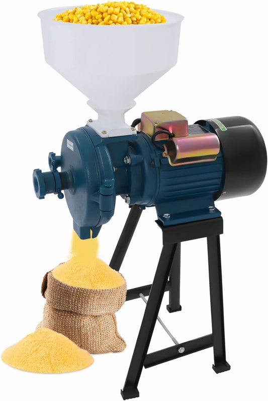 110V 2200W Electric Corn Mill, Electric Corn Grinder with Funnel, Commercial Grain Corn Mill Grinder Maize Milling Machine, Dry Cereals Grinder Machine Corn for Wheat, Coffee Beans, Spice