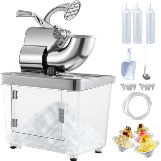 110V Commercial Ice Crusher 440LBS/H - ETL Approved 300W Electric Snow Cone Machine with Dual Blades, Stainless Steel Shaved Ice Maker, Safety On/Off Switch - Ideal for Restaurants, Bars, and Family